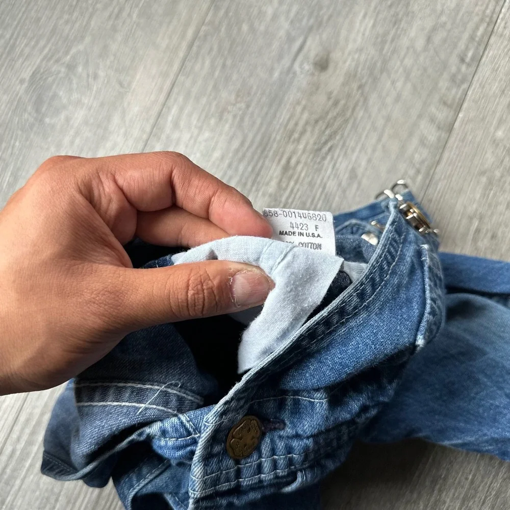OshKosh B'gosh Vintage Denim Overalls Shortall 6-9 Months‎